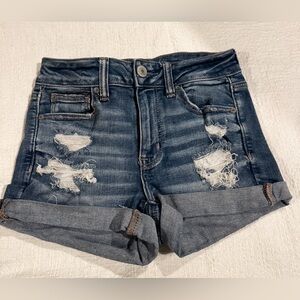 American Eagle Outfitters Blue Distressed Jean Shorts